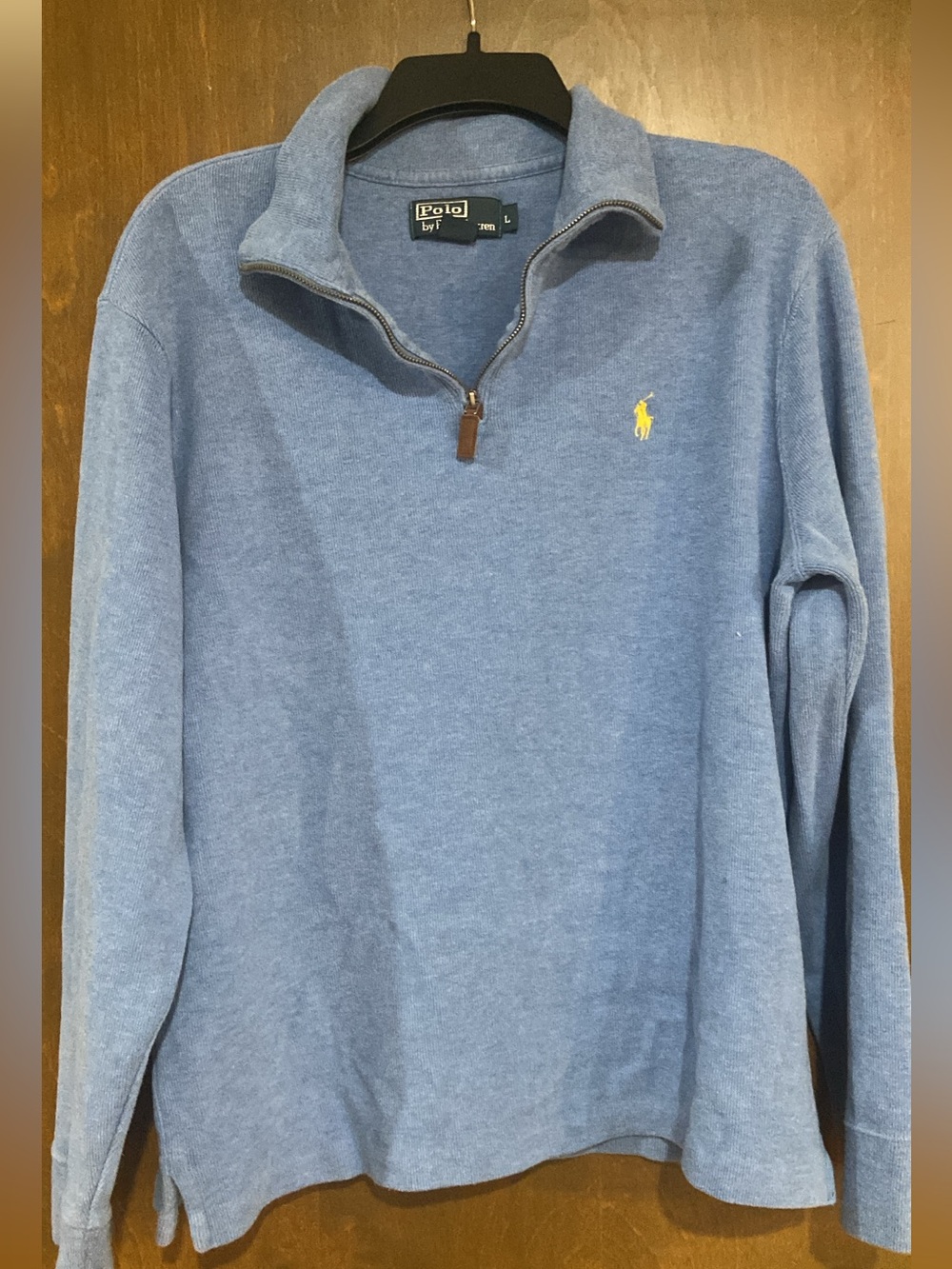 Polo by Ralph Lauren Blue Quarter-Zip Pullover with Yellow Logo
